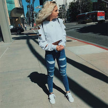 Womens Long Sleeve Casual Ripped Crop Top Hoodie Sweatshirt ShortJumper Pullover Tops Y09