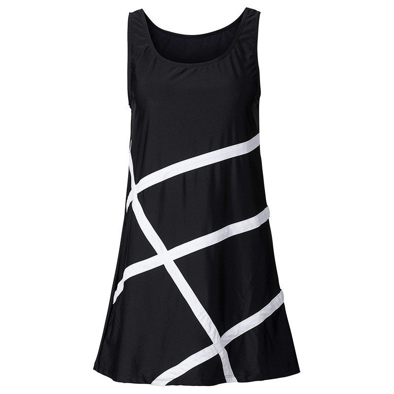 Women Dress White Black Plaid Casual Party Dresses Sleeveless Loose Beach Dress Plus  S-3XL