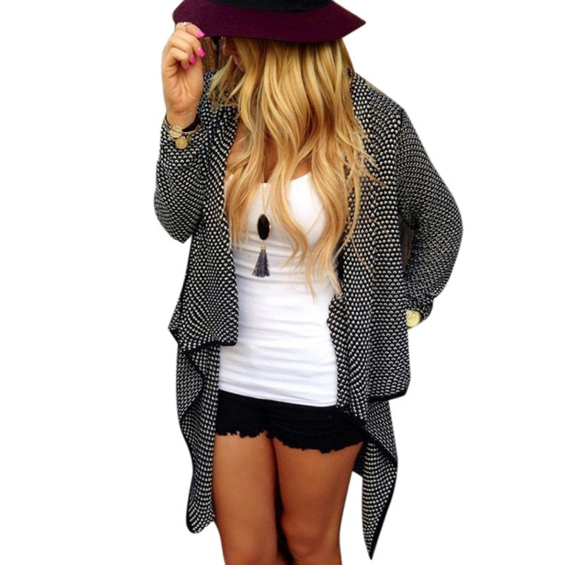 Women Long Sleeve Knitted Sweater Cardigan Open Front Coat Top Outwear
