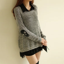 Women Sweater  Casual Skull Print Work Office Pullover Loose Knitted Sweaters