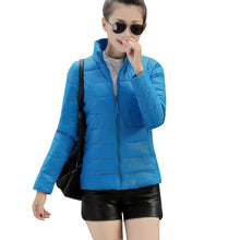 8 Colors Women Warm Ultra Light Cotton Blend Long Sleeve Zipper Jacket Outwear Coat