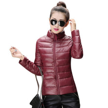 8 Colors Women Warm Ultra Light Cotton Blend Long Sleeve Zipper Jacket Outwear Coat
