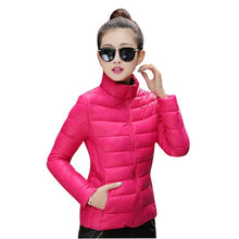 8 Colors Women Warm Ultra Light Cotton Blend Long Sleeve Zipper Jacket Outwear Coat