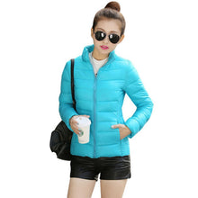 8 Colors Women Warm Ultra Light Cotton Blend Long Sleeve Zipper Jacket Outwear Coat