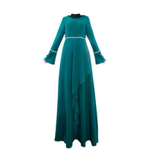 Abaya Jilbab Kaftan Lotus Leaf Maxi Dress Women Islamic Maxi Evening Party Dresses PY3