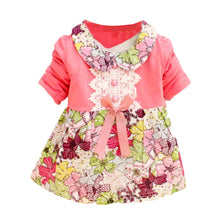 All Season Long Sleeve Doll Collar Baby Girls Dress 0-24Months Infant Floral Lace Bow Clothes Dresses