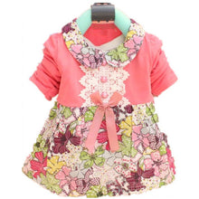 All Season Long Sleeve Doll Collar Baby Girls Dress 0-24Months Infant Floral Lace Bow Clothes Dresses