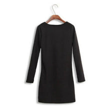Slim All-match V-neck Long-sleeve Bodycon Pencil Women Mini Dress