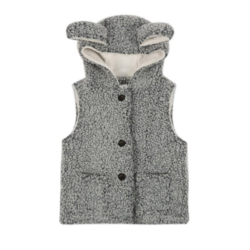 BOBORA Brand Little Kids Girls Warm Rabbit Ears Wool Vest Tops Children Clothes