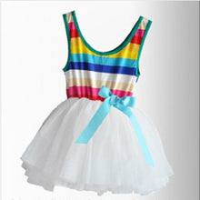 Baby Girls Puffy Dress Dancing Clothes Princess Tutu Rainbow Striped Dresses Kids Clothing