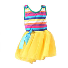 Baby Girls Puffy Dress Dancing Clothes Princess Tutu Rainbow Striped Dresses Kids Clothing