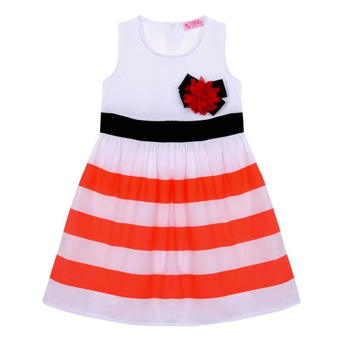 Baby Girls Flower Stripes Sleeveless Dress Toddler Kid One-piece High Waist Dresses