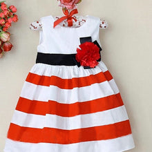 Baby Girls Flower Stripes Sleeveless Dress Toddler Kid One-piece High Waist Dresses