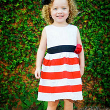 Baby Girls Flower Stripes Sleeveless Dress Toddler Kid One-piece High Waist Dresses