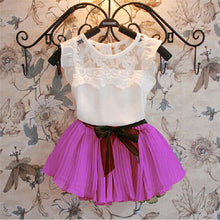 Baby Girls Kids Clothing Sets Chiffon Floral T-shirt+ Bow Skirts Set Party Tutu Dress 2-6Y Clothes