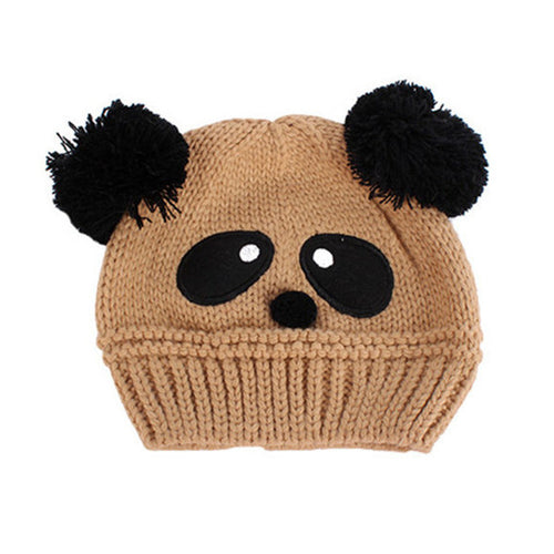 Baby Kids Cartoon Panda Ball Handmade Knitted Crochet Beanie Cap Hat