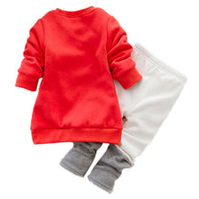 Baby Kids Girls Clothes Set Cotton Thick Velvet Outfits Long Sleeve T shirts + Pants Cartoon