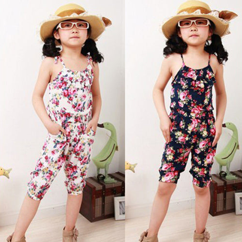 Baby Kids Girls Gallus Pants Printed Clothes Short Playsuit Soft Clothing One-piece