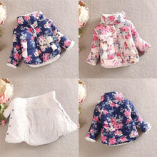 Baby Girls Cotton Floral Coat Long Sleeve Jacket Thick Warm Outerwear