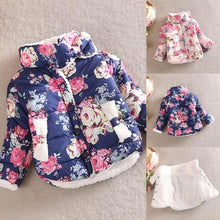Baby Girls Cotton Floral Coat Long Sleeve Jacket Thick Warm Outerwear