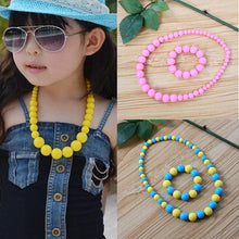 Beauty Baby Girls Cartoon Colorful Bead Necklace Bracelet Jewelry Set kids Gift
