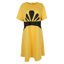 Big  Women Clothes 6XL Dresses O-Neck Short Sleeve Knee-Length Fit and Flare Dresses Casual Clothing