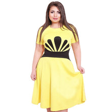 Big  Women Clothes 6XL Dresses O-Neck Short Sleeve Knee-Length Fit and Flare Dresses Casual Clothing