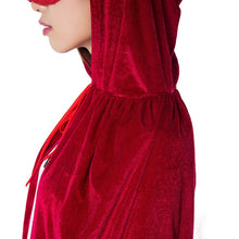 Black Halloween Costume Theater Prop Death Robe Red Velvet Hooded Gothic Hoody Cloak