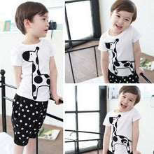 Boy Baby Animal Giraffe Print Tops Shirt + Dots Short Pants Costume 2pcs 2-6Year