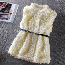 Brand Girls Women Long Jacket Hairy Waistcoat Coat Outerwear Belt Sleeveless Vest