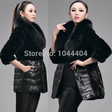 Brand Luxury Women Jacket Fox Faux Fur Leather Outerwear Long Sleeve Coat and