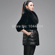 Brand Luxury Women Jacket Fox Faux Fur Leather Outerwear Long Sleeve Coat and