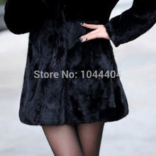 Brand Warm Women Luxury Mink Fur Sleeve Long Coat Jacket Outwear Fur Collar UK8-16