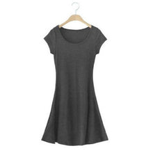 Casual Women Dress Cozy Cotton Solid Slim O Neck Short Sleeve T-shirt Mini Dresses