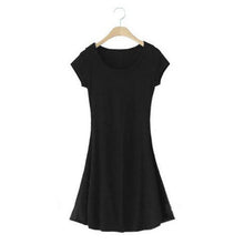 Casual Women Dress Cozy Cotton Solid Slim O Neck Short Sleeve T-shirt Mini Dresses