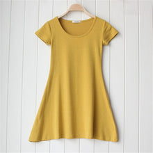 Casual Women Dress Cozy Cotton Solid Slim O Neck Short Sleeve T-shirt Mini Dresses