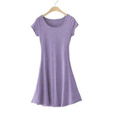 Casual Women Dress Cozy Cotton Solid Slim O Neck Short Sleeve T-shirt Mini Dresses