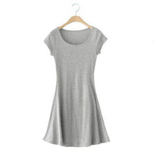 Casual Women Dress Cozy Cotton Solid Slim O Neck Short Sleeve T-shirt Mini Dresses