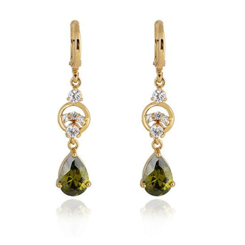 Charm 18K Earrings Golden Plated Water Crystal Eardrop Earring Dangle Earrings for Women