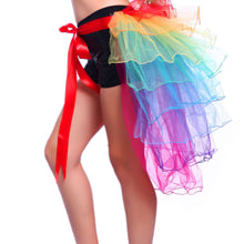 Colorful Adult Dancing Tutu Layered Organza Lace up Party Rainbow Skirt Clubwear PY