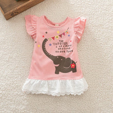 Cute Baby Girls Elephant Pattern Ruffle Dresses One Piece Dress PY