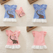 Cute Baby Girls Elephant Pattern Ruffle Dresses One Piece Dress PY