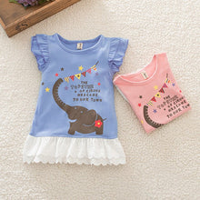 Cute Baby Girls Elephant Pattern Ruffle Dresses One Piece Dress PY