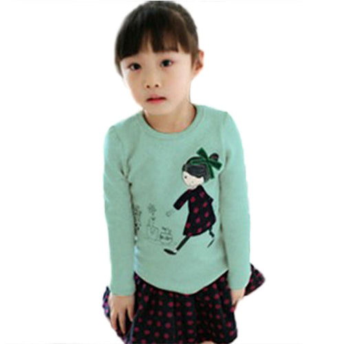 Cute Kids Baby Toddler Girls Tops Crewneck Long Sleeve Shirt Cotton T-Shirt 2-7Y