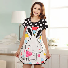 Cute Nightgowns Women Casual Cartoon Nightwear Sleepwear Short Sleeve Sleep Dress