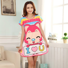 Cute Nightgowns Women Casual Cartoon Nightwear Sleepwear Short Sleeve Sleep Dress