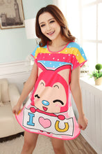 Cute Nightgowns Women Casual Cartoon Nightwear Sleepwear Short Sleeve Sleep Dress