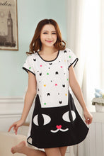 Cute Nightgowns Women Casual Cartoon Nightwear Sleepwear Short Sleeve Sleep Dress