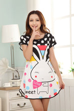 Cute Nightgowns Women Casual Cartoon Nightwear Sleepwear Short Sleeve Sleep Dress