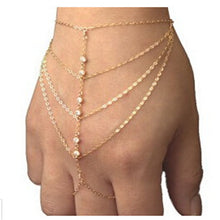 Elegant Multi Chain Tassel Bracelet Bangle Slave Finger Hand Harness Gold Women